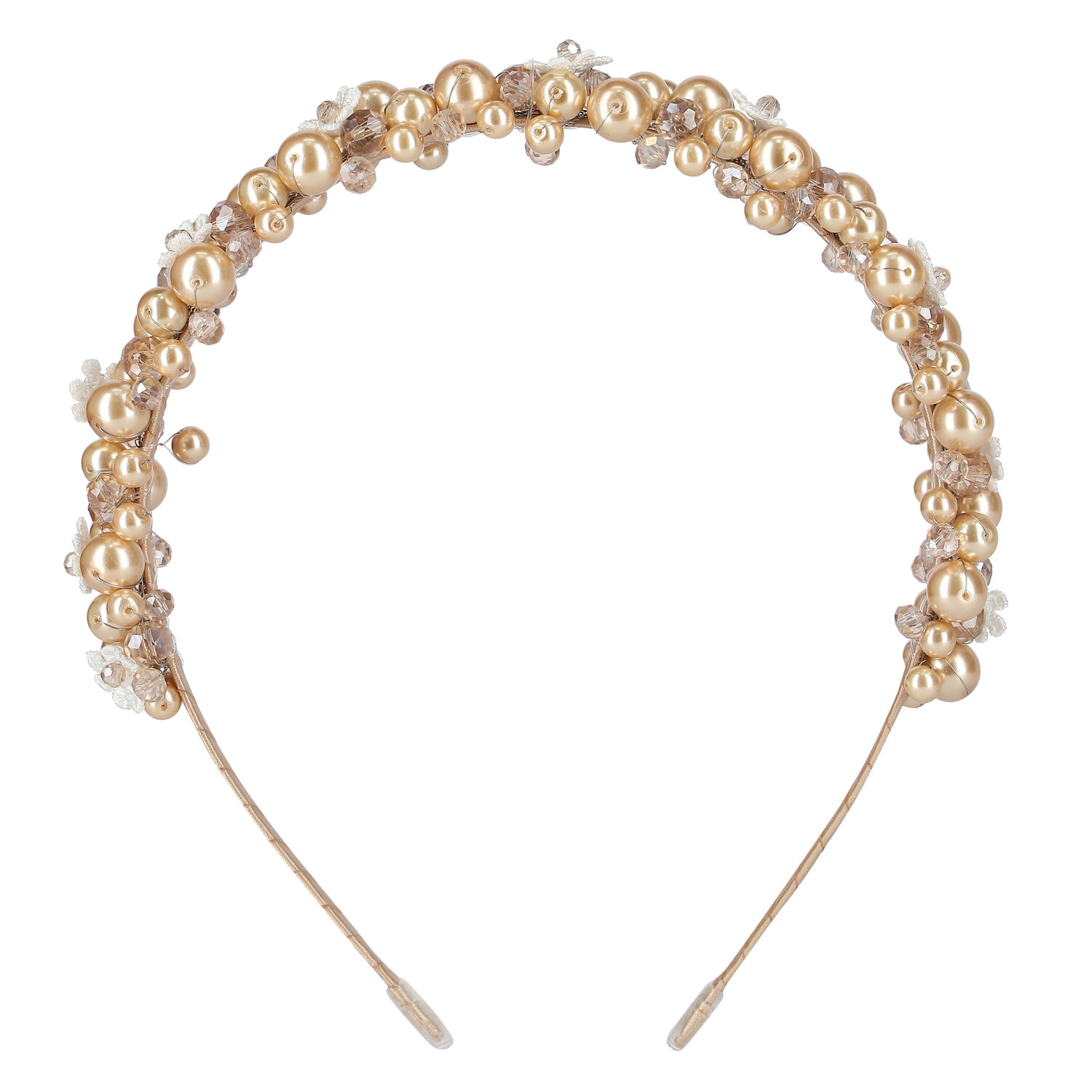 Girls Gold Embellished Pearl & Crystal Headband, 1, hi-res image number null