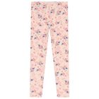 Girls Pink Floral Leggings, 1, hi-res