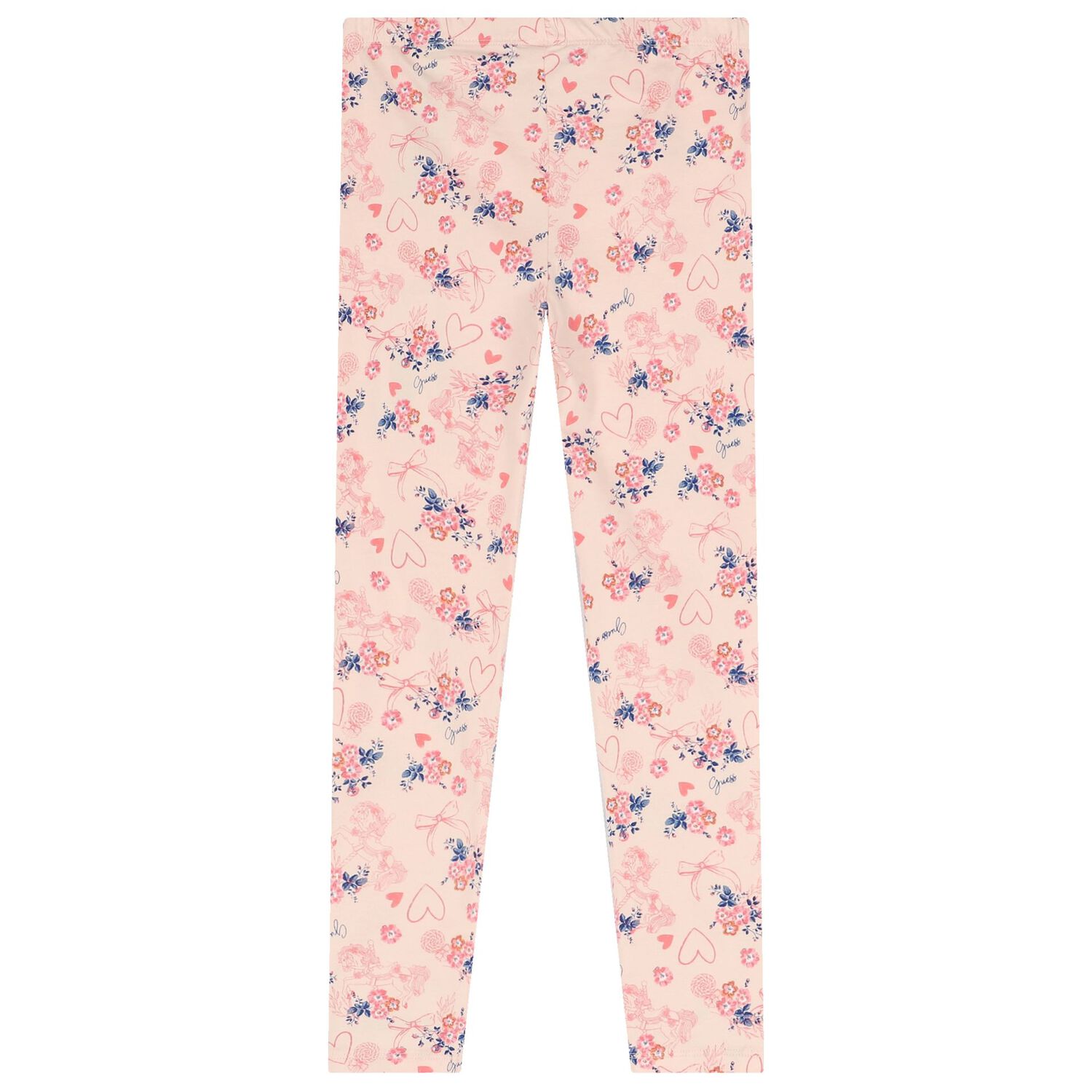 Girls Pink Floral Leggings, 1, hi-res