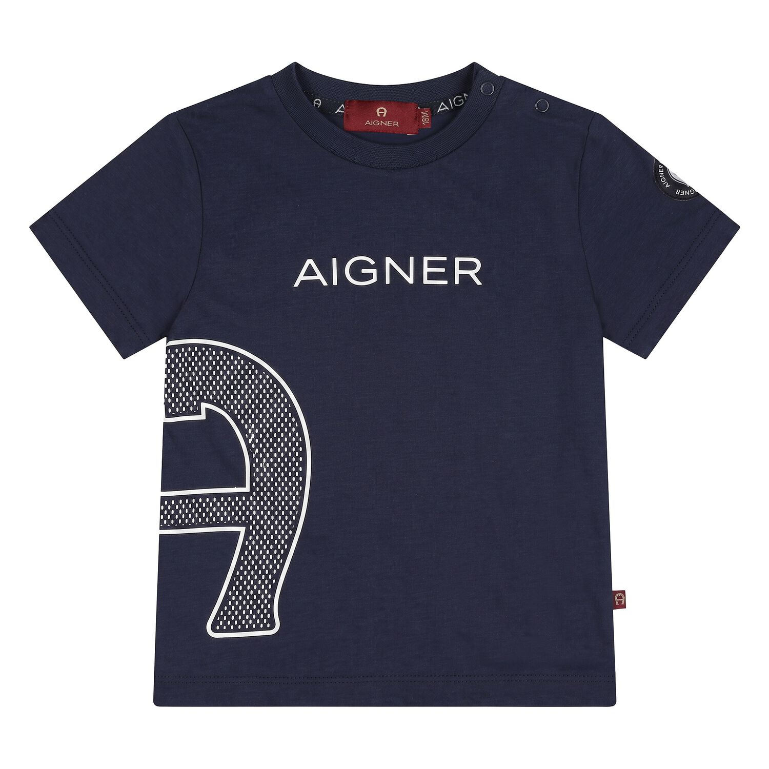 Younger Boys Navy Blue Logo T-Shirt, 3, hi-res