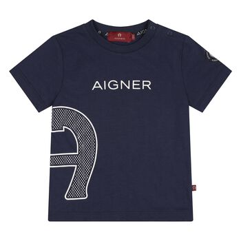 Younger Boys Navy Blue Logo T-Shirt