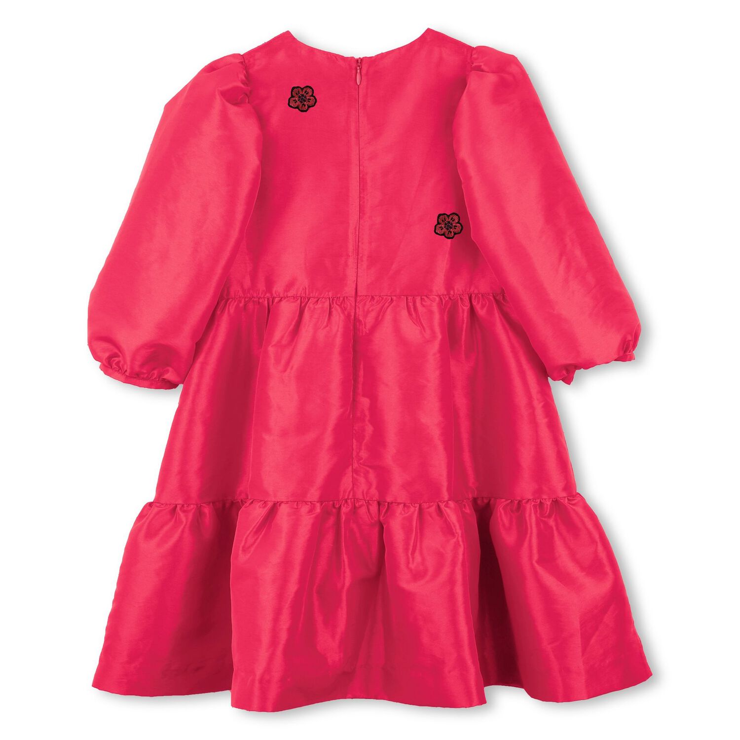 Girls Pink Flower Tiered Dress, 1, hi-res