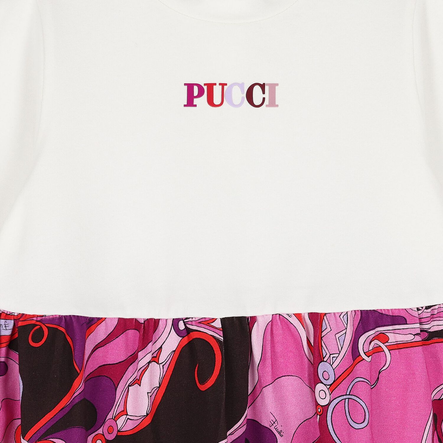 Younger Girls Pink & White Logo Orchidee Dress, 1, hi-res