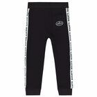Younger Boys Black Logo Joggers, 1, hi-res