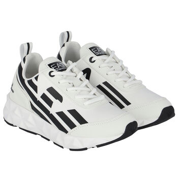 White & Black Logo Trainers