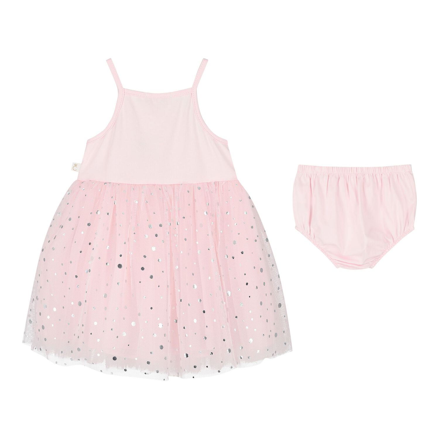 Baby Girls Pink Bow Tulle Dress Set, 1, hi-res