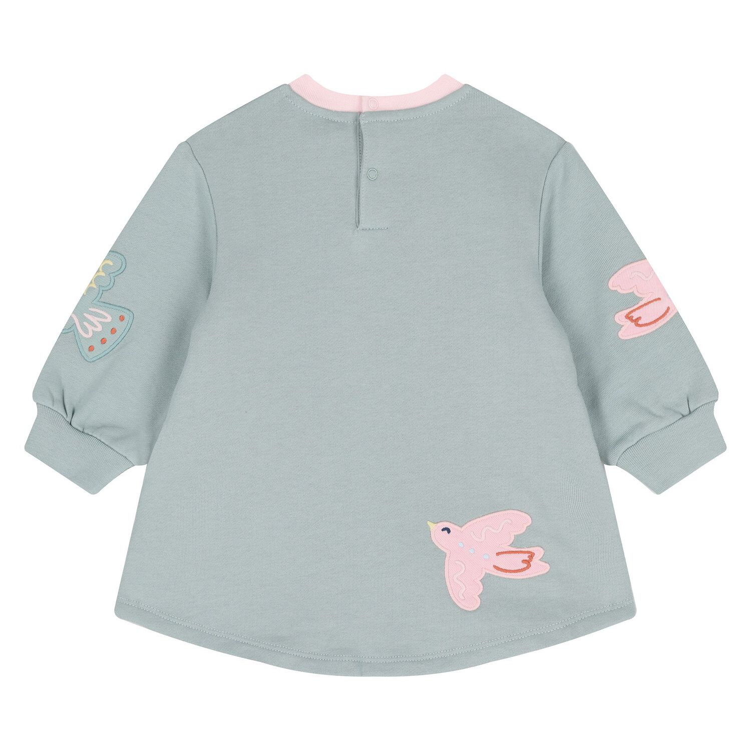 Younger Girls Green Birds Dress, 1, hi-res