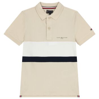 Boys Beige Logo Polo Shirt