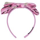 Girls Pink Floral Bow Headband, 1, hi-res