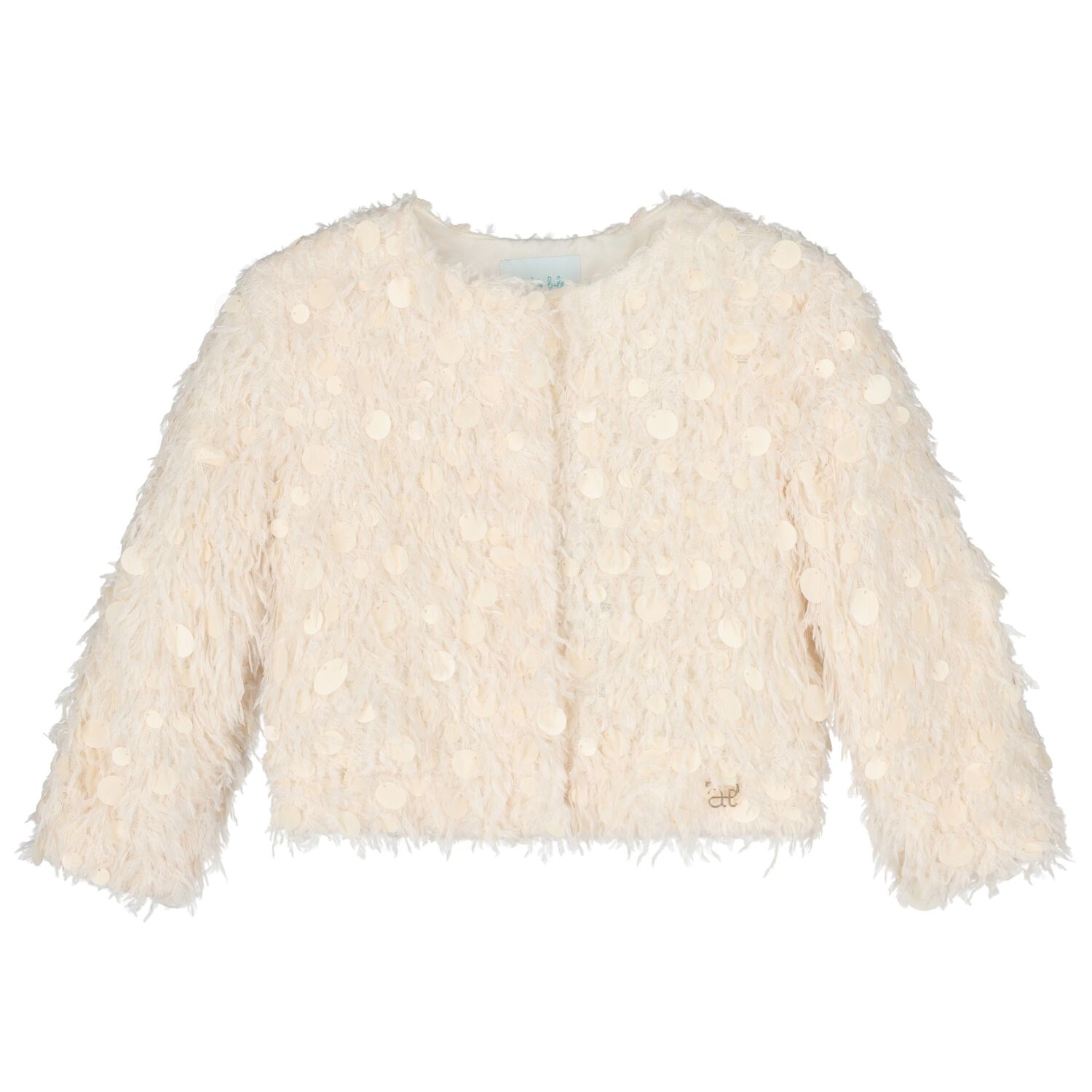Girls Ivory Sequin & Fringe Cardigan, 1, hi-res