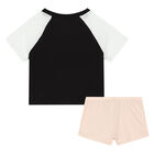 Girls Black & Pink Logo Pyjamas, 1, hi-res
