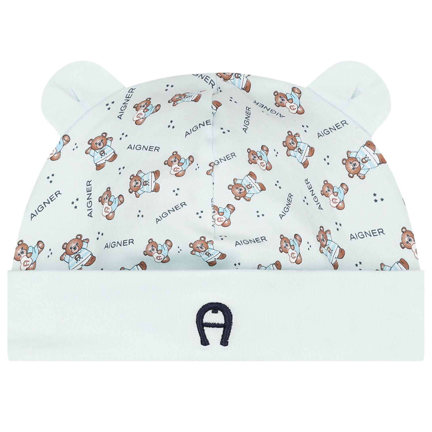 Baby Boys Blue Teddy Bear Logo Hat, 2, hi-res