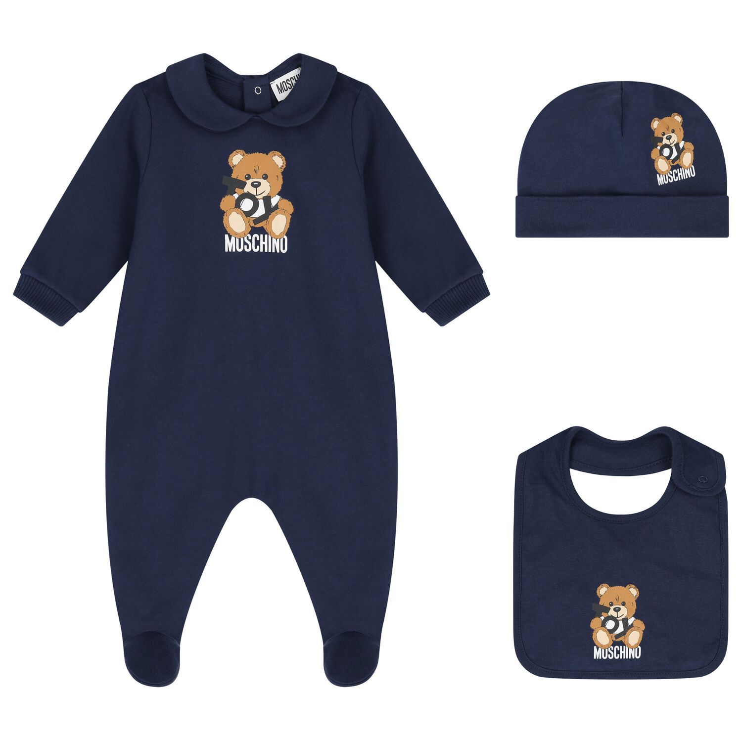 Navy Blue Teddy Bear Logo Babygrow Gift Set, 2, hi-res image number null
