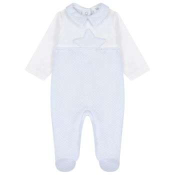 Baby Boys White & Blue Babygrow