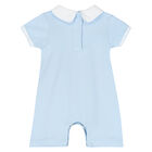 Baby Boys Blue & White Smocked Romper, 1, hi-res