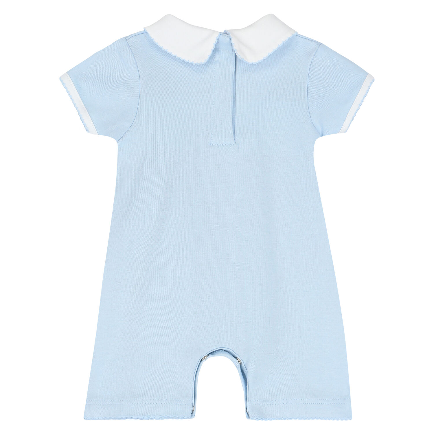 Baby Boys Blue & White Smocked Romper, 1, hi-res