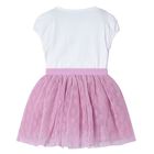 Girls White & Pink Tulle Skirt Set, 2, hi-res