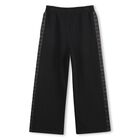 Girls Black Boke Flower Logo Trousers, 1, hi-res