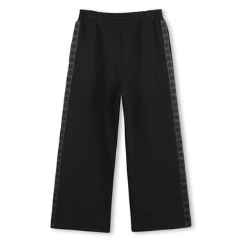 Girls Black Boke Flower Logo Trousers
