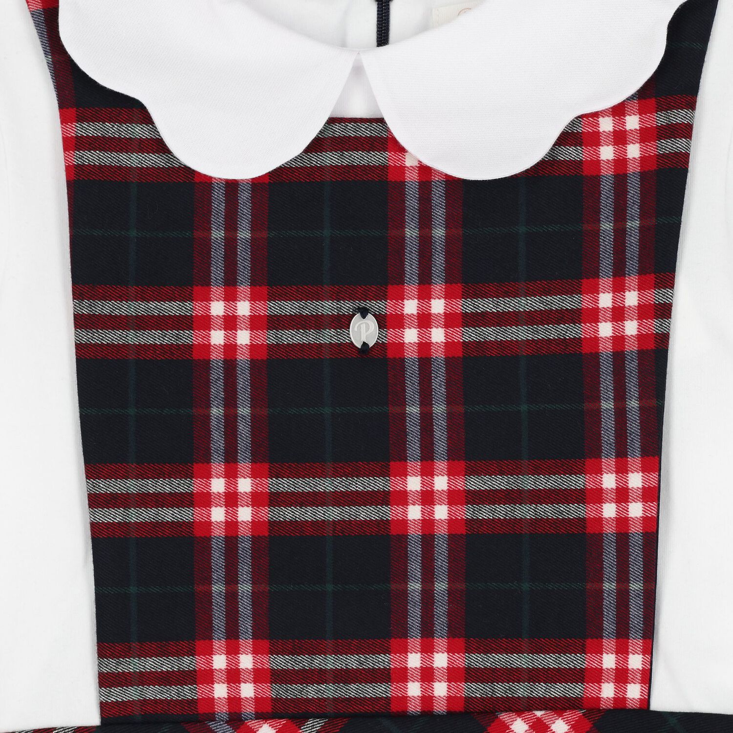 Girls Navy Blue & White Tartan Dress, 1, hi-res