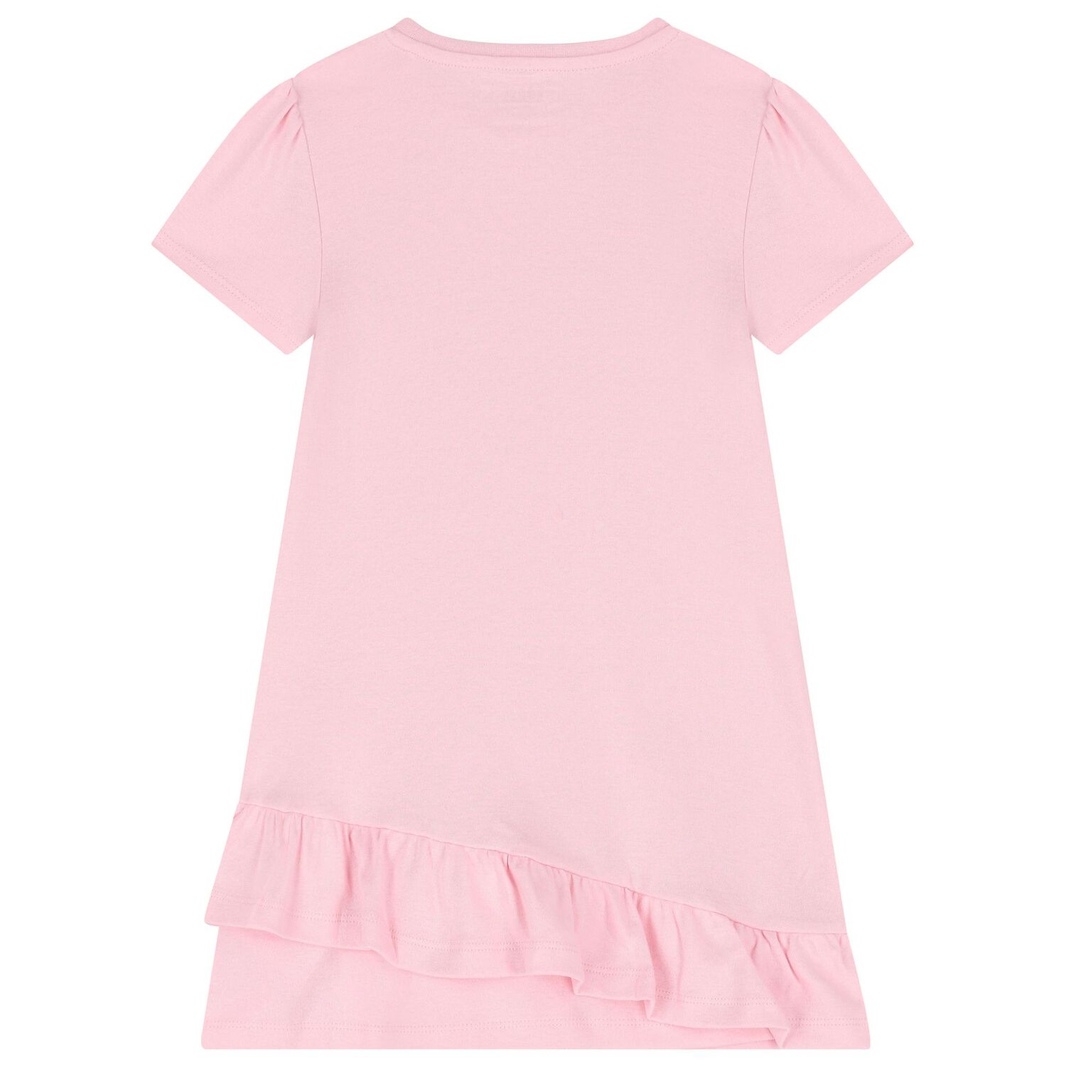 Girls Pink Cotton Ruffle Dress, 2, hi-res