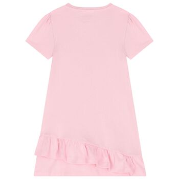 Girls Pink Cotton Ruffle Dress