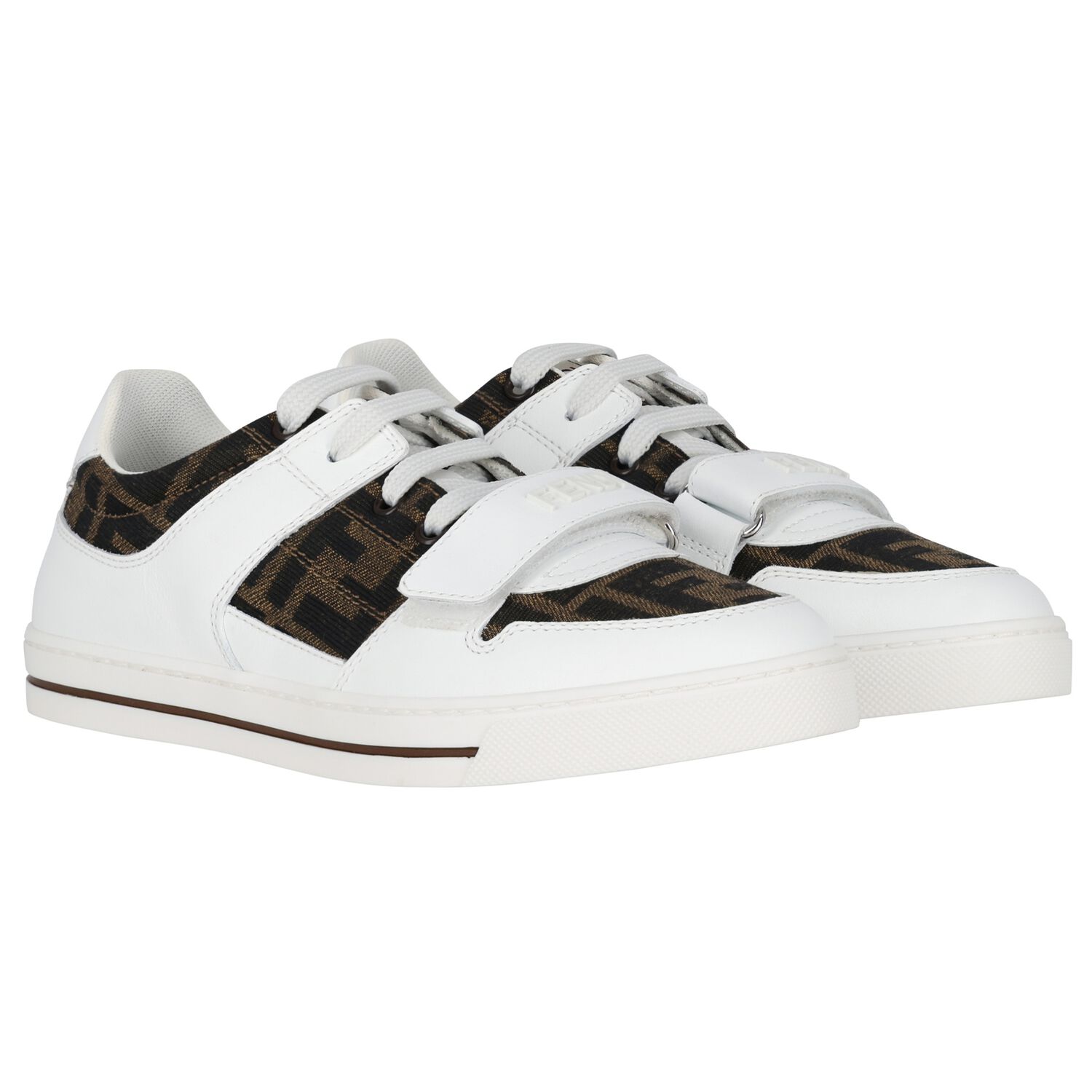 White FF Leather Trainers, 1, hi-res image number null