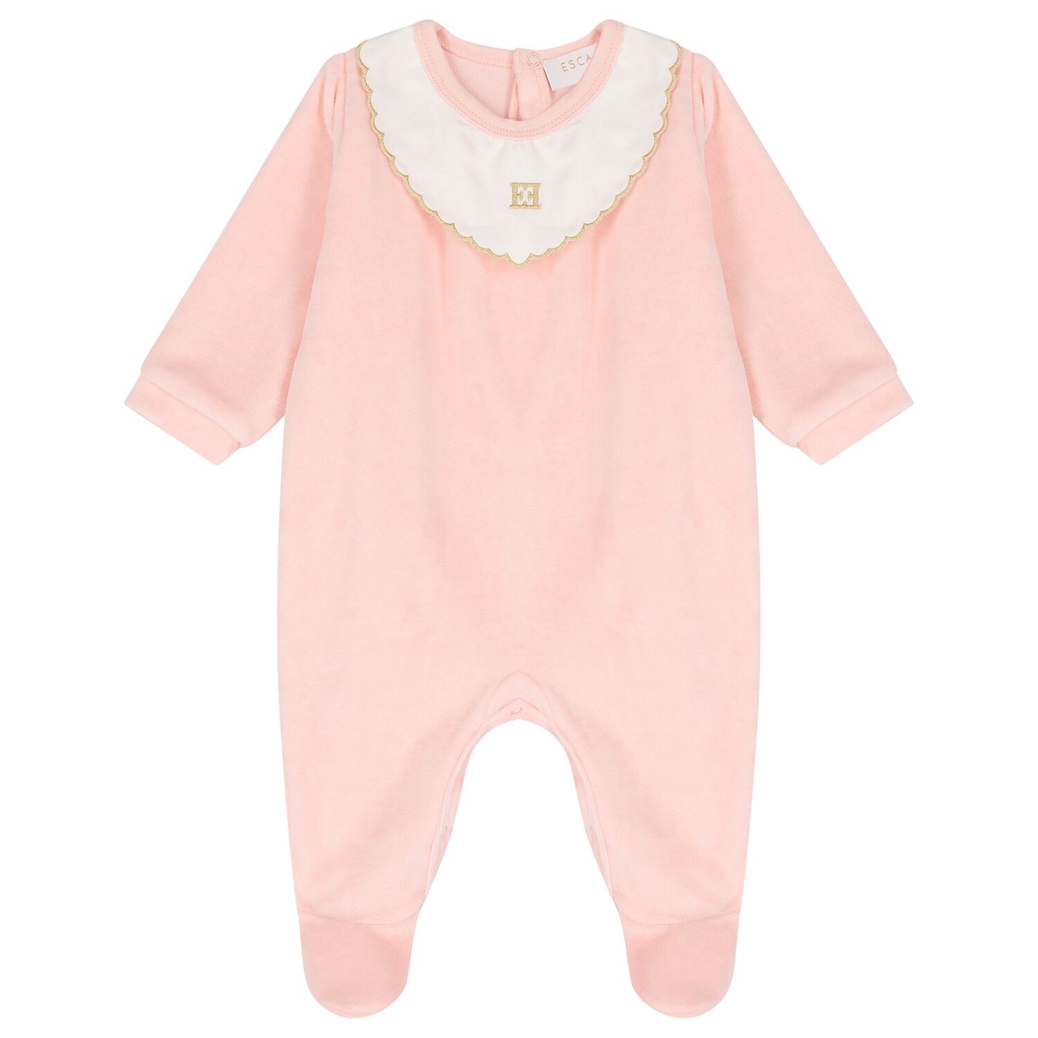 Baby Girls Pink & White Logo Babygrow, 1, hi-res