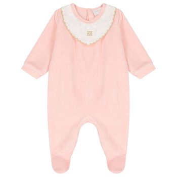 Baby Girls Pink & White Logo Babygrow