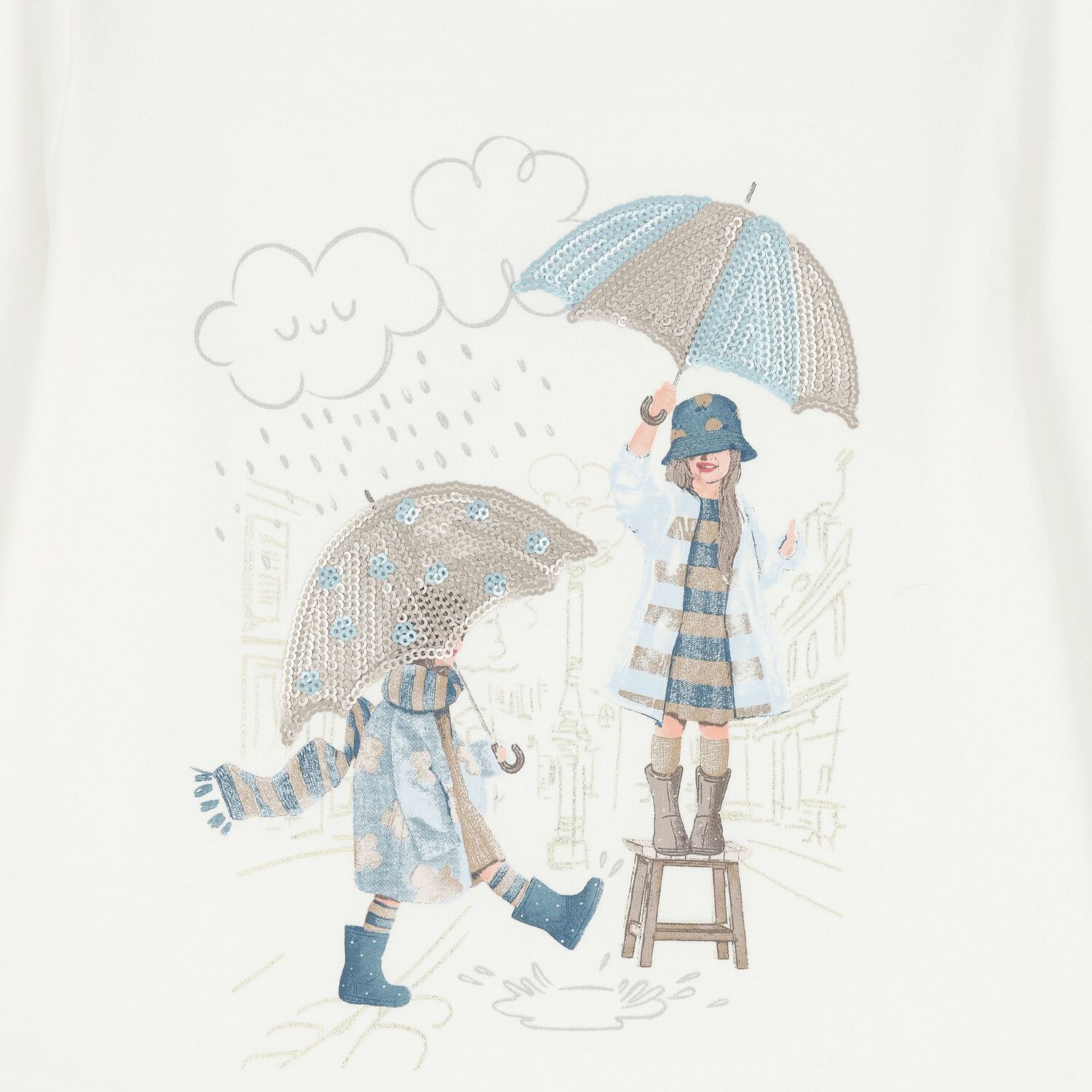 Girls Ivory Long Sleeve Top, 2, hi-res