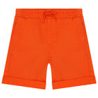 Boys Orange Logo Shorts, 2, hi-res