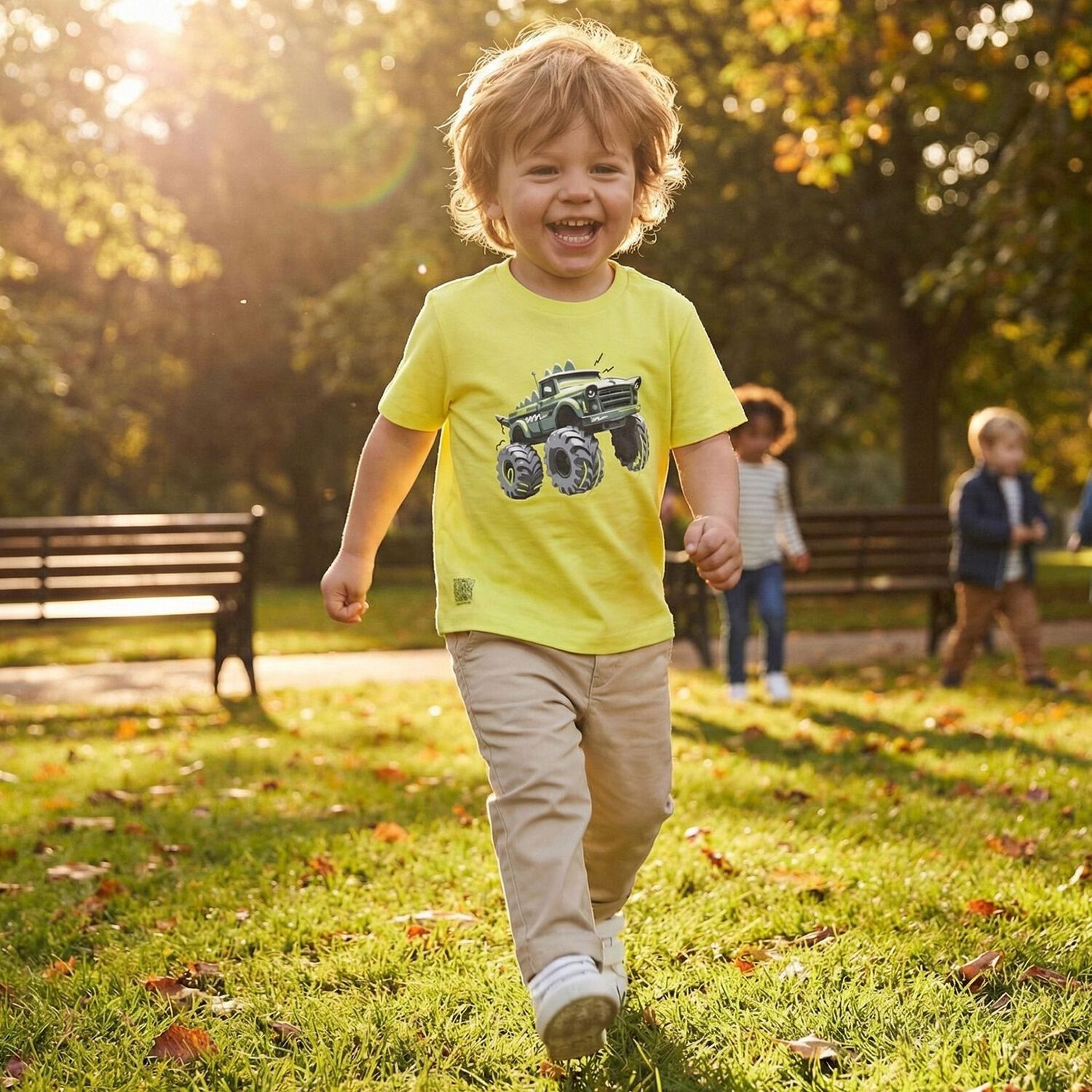 Younger Boys Beige Chino Trousers, 1, hi-res