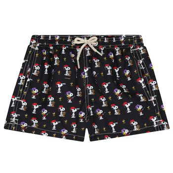 Boys Black Snoopy Swim Shorts