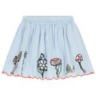 Girls Blue Flower Skirt, 1, hi-res