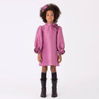 Girls Pink Flowers Satin Dress, 1, hi-res