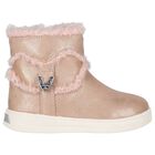 Younger Girls Gold Faux Fur Boots, 1, hi-res