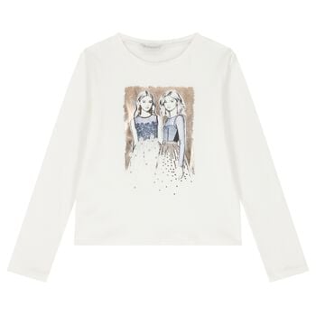 Girls Ivory Long Sleeve Top