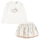 Girls Ivory Heart Skirt Set, 1, hi-res
