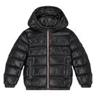 Boys Black Aubert Down Puffer Jacket, 1, hi-res