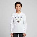 Boys White Logo Long Sleeve Top, 1, hi-res