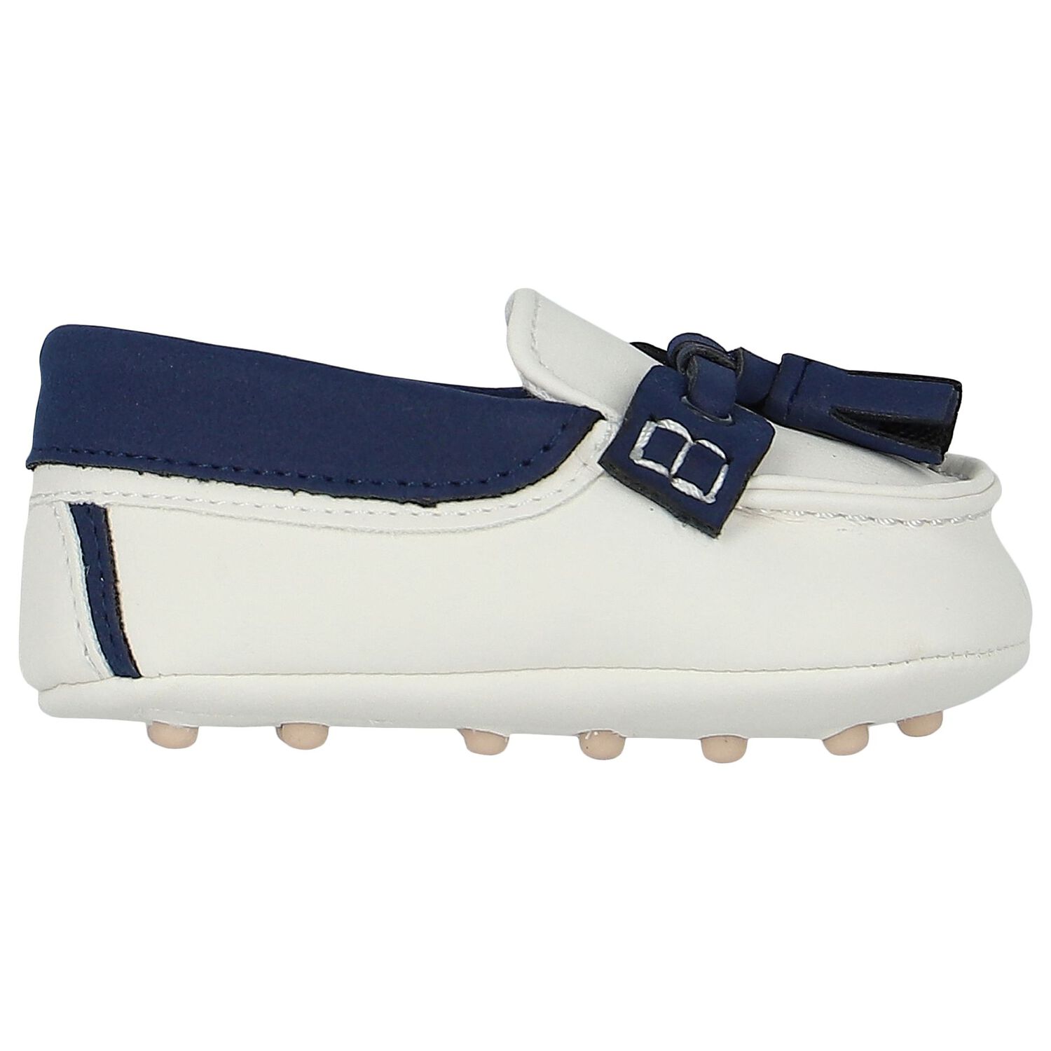 Baby Boys White & Blue Moccasins, 1, hi-res