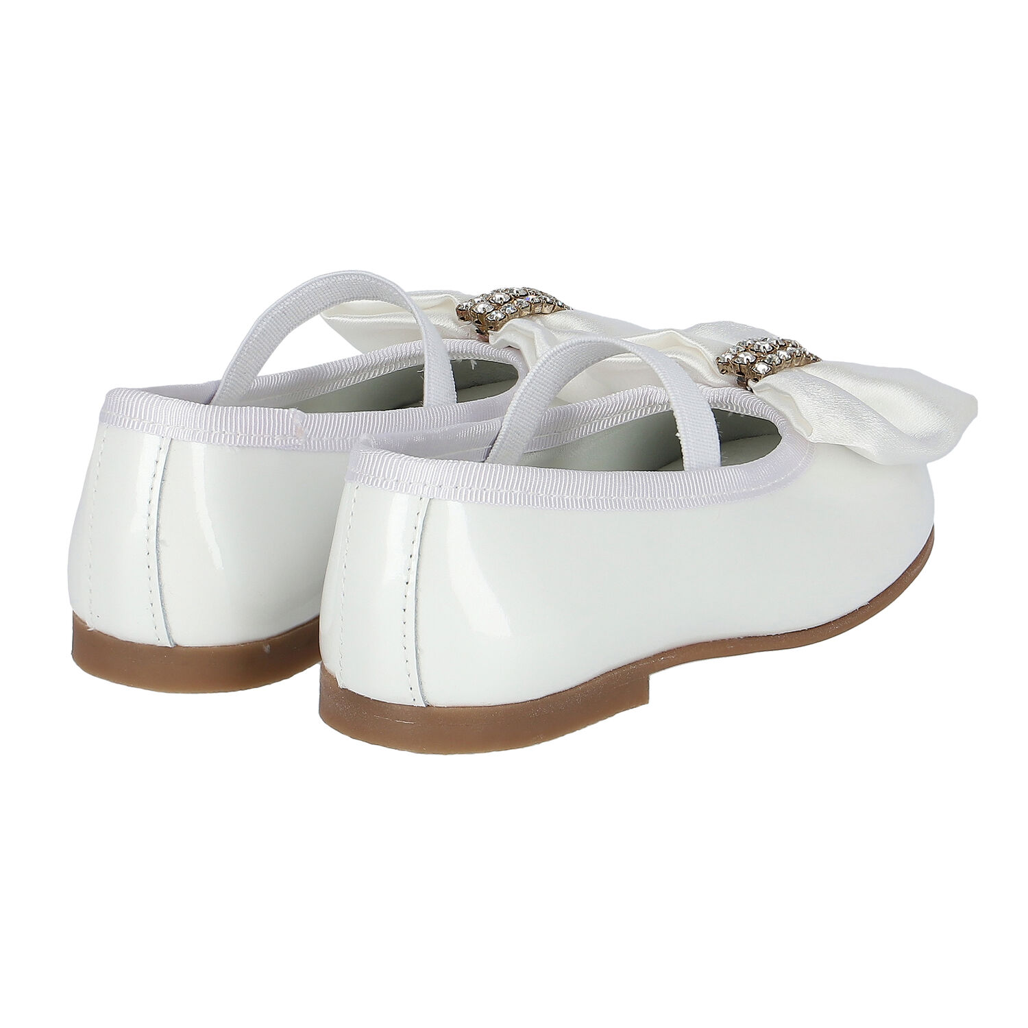 Girls White Bow Leather Shoes, 1, hi-res