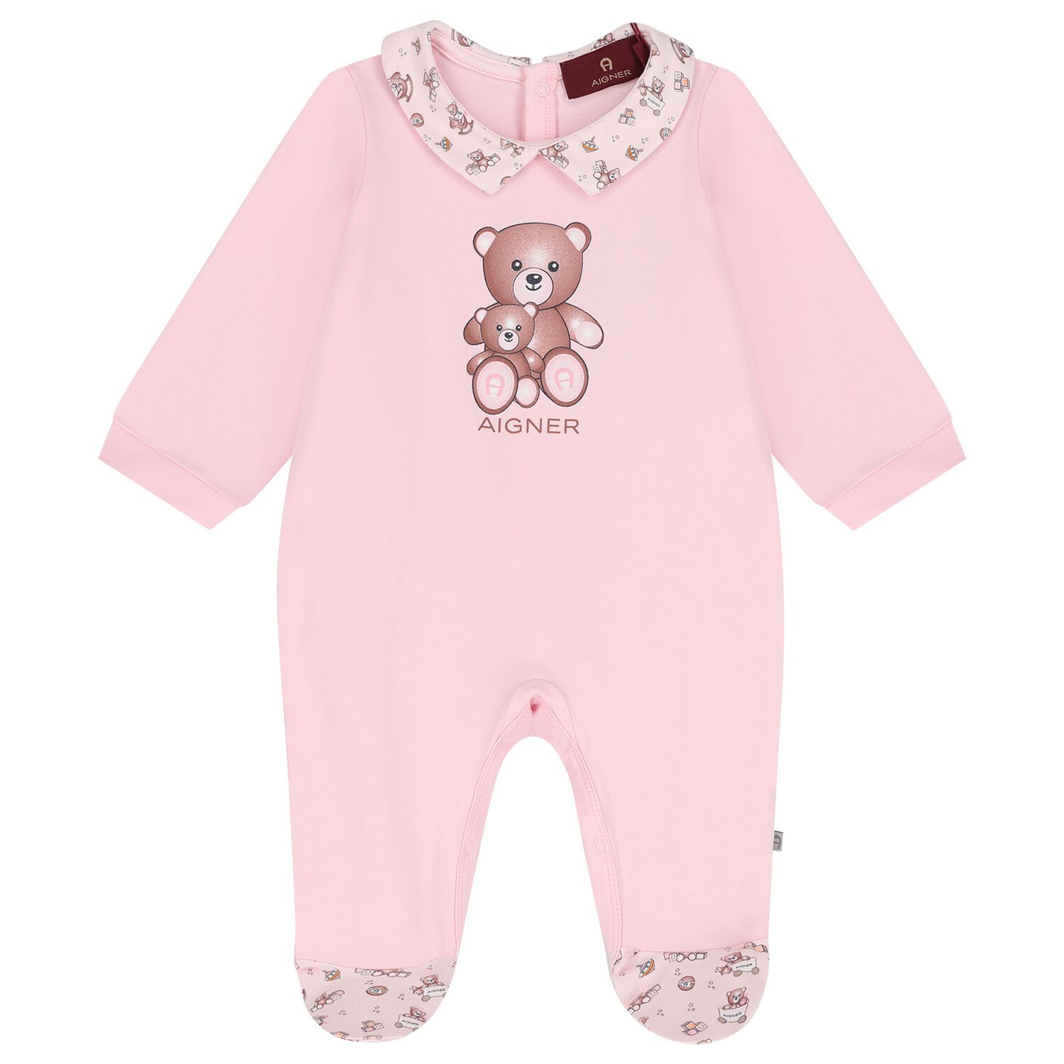 Baby Girls Pink Teddy Bear Logo Babygrow, 2, hi-res