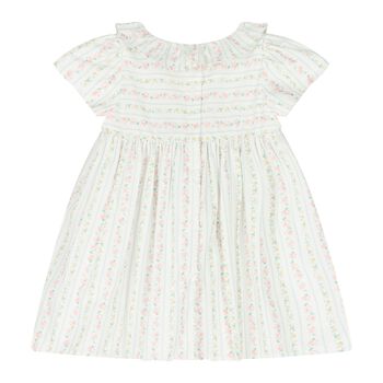 Baby Girls White Floral Stripe Dress