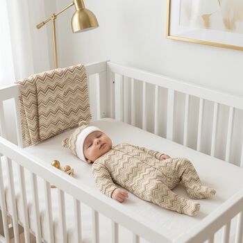 Beige & Brown Zig Zag Babygrow Set