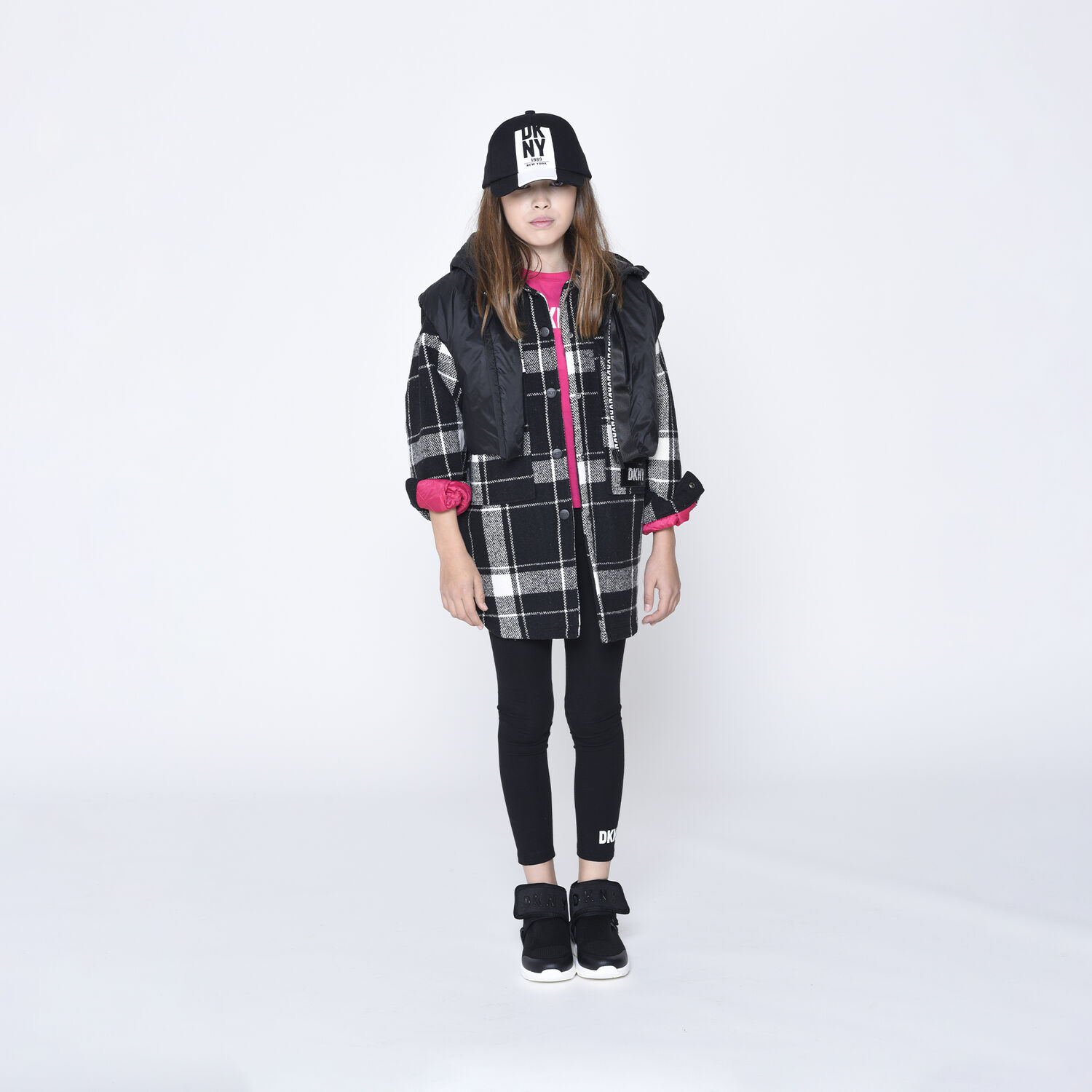 Girls Black Logo Leggings, 1, hi-res