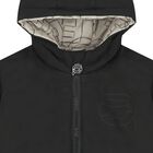 Younger Boys Beige & Black Reversible Puffer Jacket, 1, hi-res