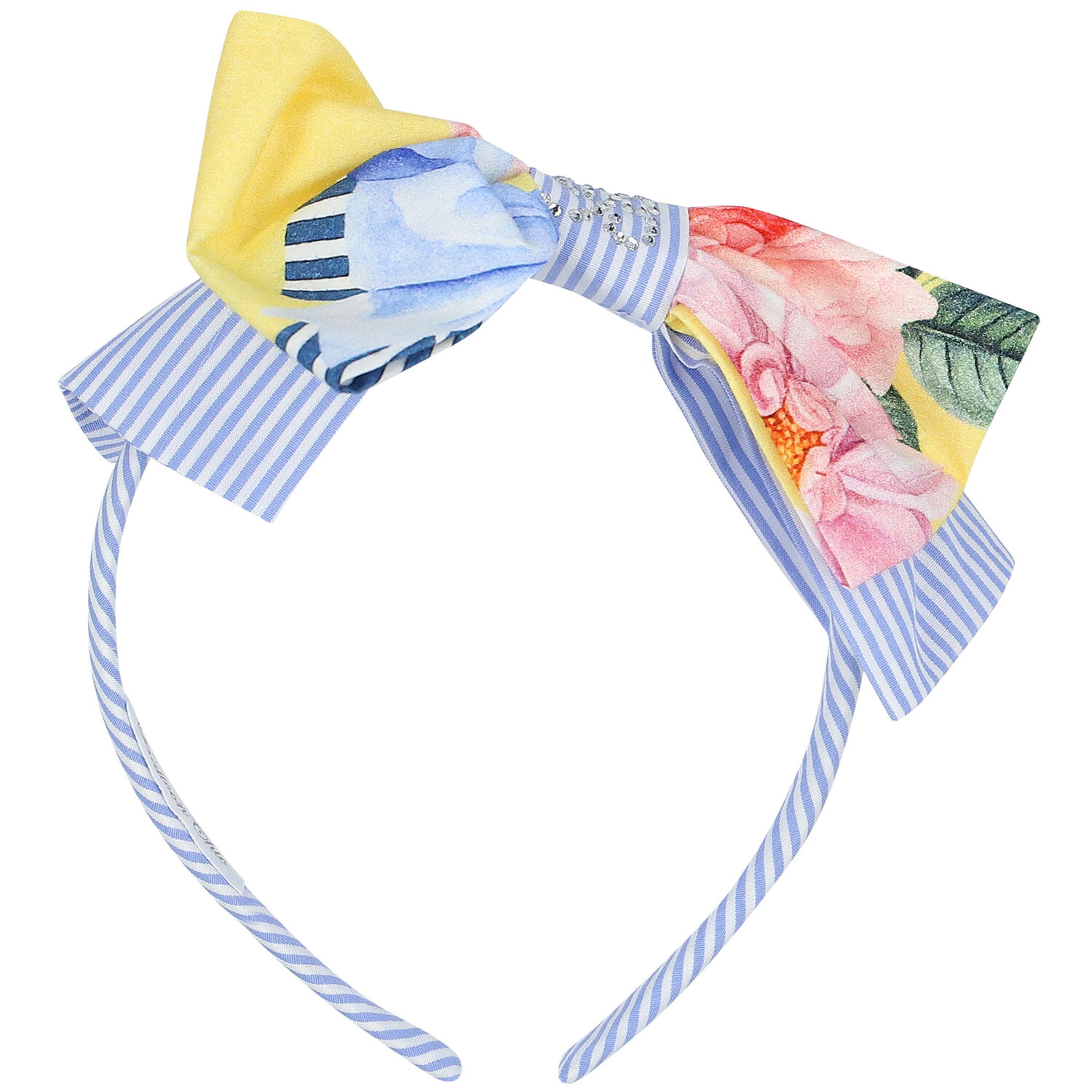 Girls Blue & White Striped Headband, 1, hi-res