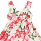 Girls Ivory Floral Satin Dress, 1, hi-res
