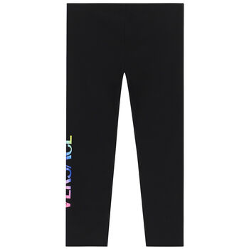 Girls Black Logo Leggings
